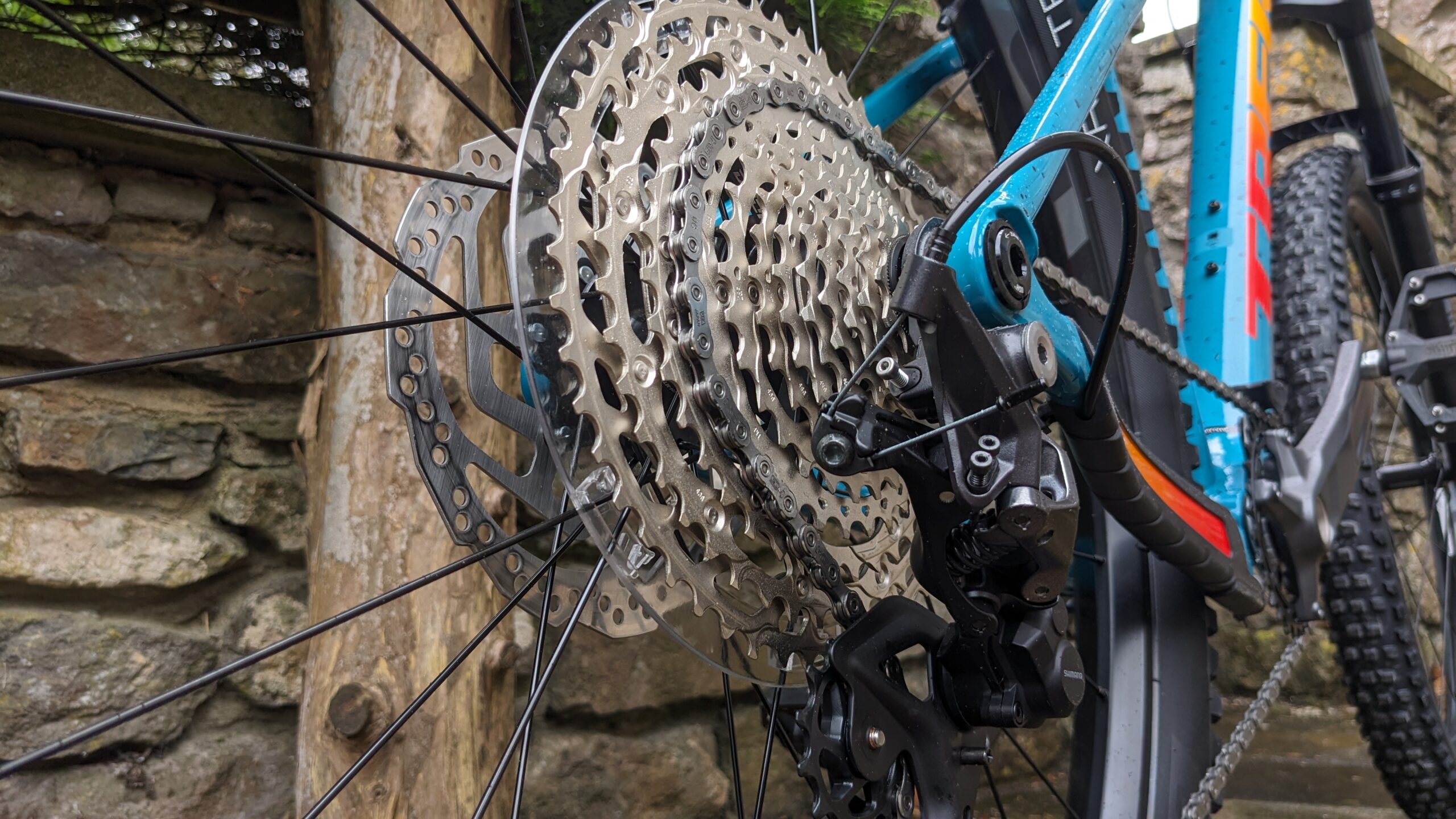 The rear cassette of a mountain bike