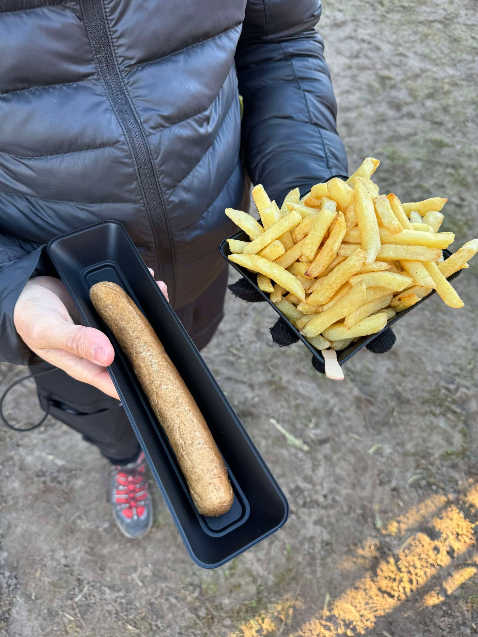 A Belgium hot dog and chips